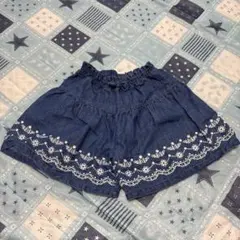 デニム刺繍ハーフパンツ 120サイズ