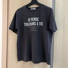 訳あり安価　オペークドットクリップ　ロゴTシャツ　チャコールグレーのサムネイル