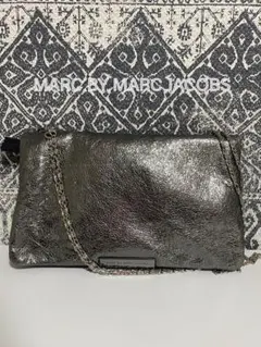 【良品】マークバイマークジェイコブス レザー ショルダーバッグ シルバー
