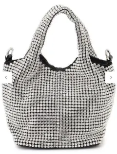 【美品】グレースコンチネンタル　ラインストーンバッグ　シルバー　ショルダー付き
