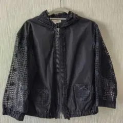 新品スーパービューティー40フード付きブラックジャケット レース＆フリル