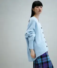 【ADAM ET ROPE】ローゲージＶネックカーディガン　ウール&アルパカ混