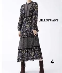 ジルスチュアート　ワンピース　フラワー　プリント　ブラック　シアー