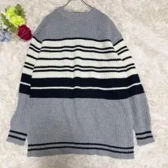 【キューティーブロンド】 ニット(M)グレー ボーダー セーター カジュアル