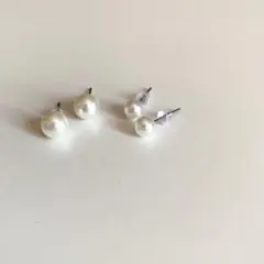 ホワイトパールピアス　2ペアセット
