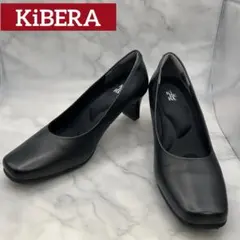 ★キビラ　オールブラック（喪装可）スクエアパンプス幅広用