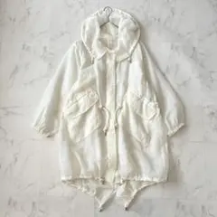 美品 白タグMaxMara シアー ビッグフード ジャケット シルク混 白 38