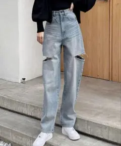 スリットデニムワイドパンツ[cu420]