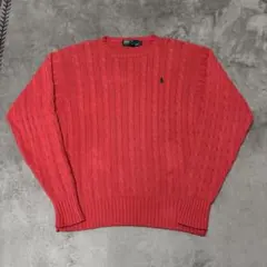 【美品】Polo Ralph Lauren ケーブルニット 赤