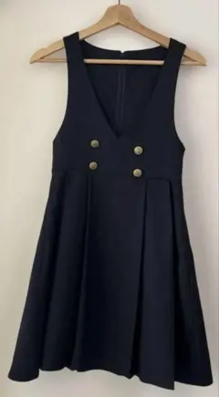 ネイビー Vネック ワンピース