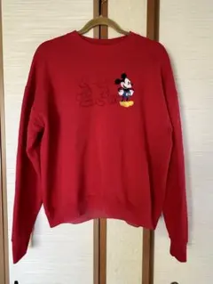 ヴィンテージ　USA製　ミッキーマウス刺繍 赤 スウェット　青パンミッキー