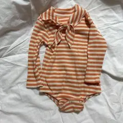 海外子ども服　オレンジボーダーロンパース80