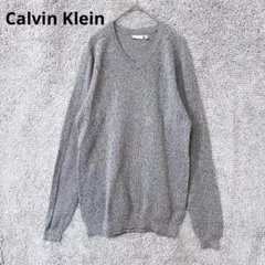 3665 カルバンクライン Vネック ニット M グレー 綿100％ ゆったり