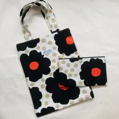 【匿名配送】ミニトートバッグ&ポーチ　２点セット　ハンドメイド　北欧風 花柄
