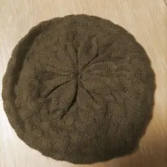 ブラウン　ケーブル編み ベレー帽