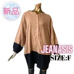 ⭐️A451⭐️ JEANASIS ♥ 配色 ゆったり ノーカラー シャツワンピースのサムネイル