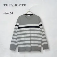 ザショップTK Vネックカットソー　トップス　長袖　オーバーサイズ　M ボーダーのサムネイル