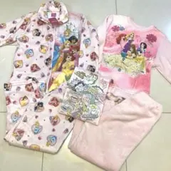 極美品 ディズニープリンセス パジャマ ルームウェア 巾着袋 3点 130