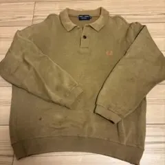 カーキ色 長袖ポロシャツ