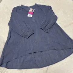 しまむら　ネイビー ボタン付き長袖チュニック