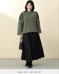 袖ボタン ミリタリーニットプルオーバー（手洗い可能）
