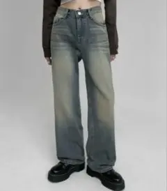 BLACK UP ペストワイドデニムパンツSサイズ