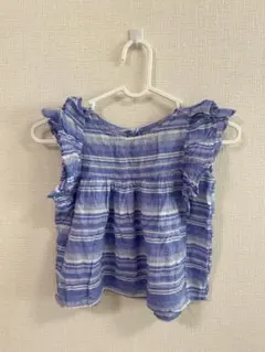 milibam ミリバム フリルストライプブラウス 青 110cm