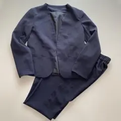 PLST 洗濯機で洗える ノーカラージャケット タックワイドパンツ L
