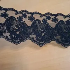 ブラック花柄レースリボン 約7.5cm×約6.8m