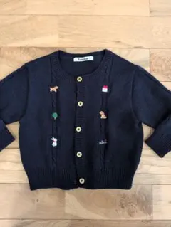 familiar ネイビー刺繍カーディガン 90