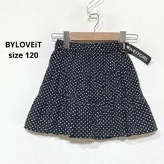 バイラビット 切り替えフレアスカート 黒白ドット 120 ロゴテープ J319