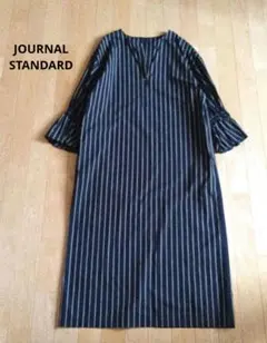 JOURNAL STANDARD　タイプライターストライプワンピース　袖フリル