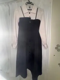 シャツワンピース 黒 長袖　shein