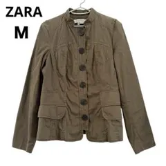 ZARA ザラ ミリタリージャケット 綿100% バンドカラー カーキ Mサイズ