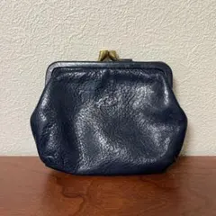 【ILBISONTE】がま口財布　レザー　ネイビー　イルビゾンテ