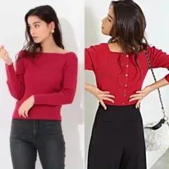 エメルリファインズ　リブスクエアネック プルオーバー2Way