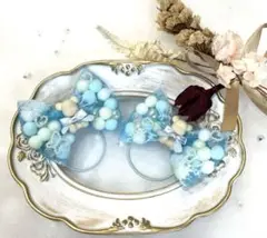 No.516♡ポンポンリボン♡ヘアゴム♡ハンドメイド♡くま♡再販なし