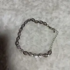 パール調ビーズ付きブレスレット シルバーカラー