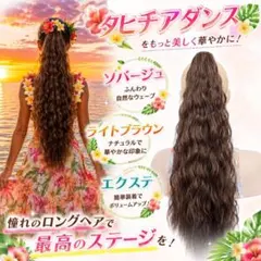 A0002 タヒチアンダンス フラダンス ウィッグ エクステ ポニーテールのサムネイル