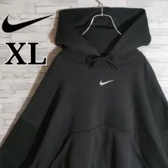 【トラヴィススコット着用 XL】ナイキ☆刺繍ワンポイントロゴ パーカー 黒 短丈