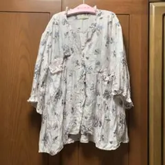 AS 花柄 五分丈シャツ Sサイズ TENCEL シルク