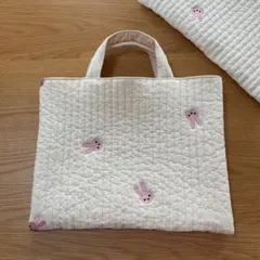 【ラスト1セール】韓国ヌビ レッスンバッグ ♡ うさぎ柄 刺繍 ヌビバッグ