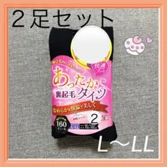 L〜LL【２足セット】　裏起毛タイツ　160デニール あったかタイツ　黒タイツ