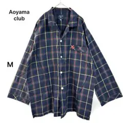 Aoyama club長袖チェックシャツY2Kネルシャツ風綿100%メンズM