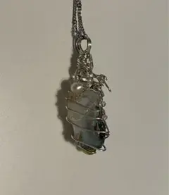 天然石 ワイヤー　ネックレス　ペンダント　ブルー　グリーン　花