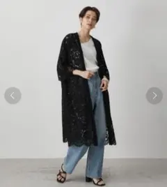 AZUL by moussy 総柄レースカーディガン 体型カバー　羽織もの