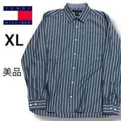 美品　トミーヒルフィガー　ストライプ長袖シャツ　メンズ XL