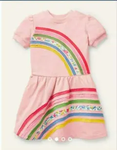 ミニボーデン　レインボースウェットワンピースチュニック　130 ピンク