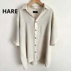 HARE とろみ オーバーサイズ シャツ 半袖 アイボリー Mのサムネイル