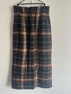 【Mila Owen】チェック柄 タイトスカート ネイビー